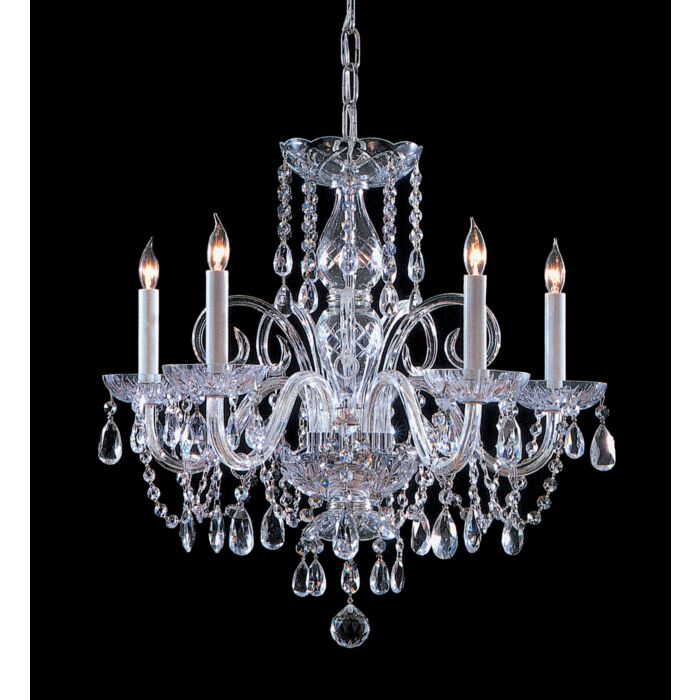 Crystorama Traditional Crystal 5 Light 21 Inch Traditional Chandelier in Polished Chrome with Clear Hand Cut Crystals