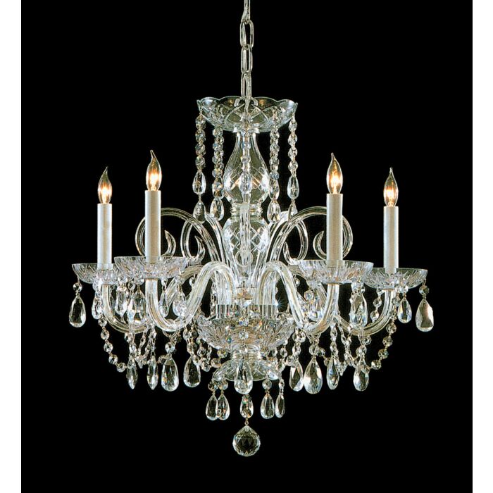 Crystorama Traditional Crystal 5 Light 21 Inch Traditional Chandelier in Polished Brass with Clear Hand Cut Crystals