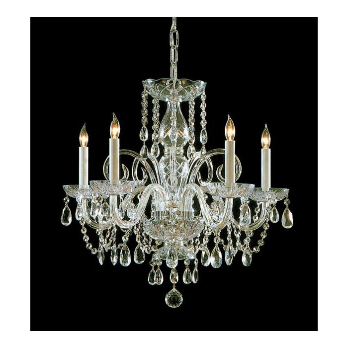 Crystorama Traditional Crystal 5 Light 21 Inch Traditional Chandelier in Polished Brass with Clear Spectra Crystals