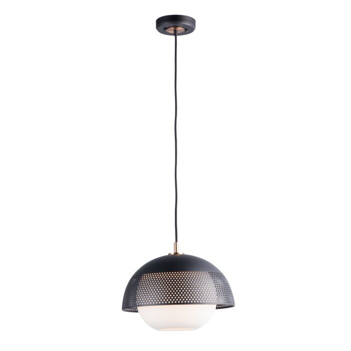 Maxim Perf Pendant Light in Black and Satin Brass