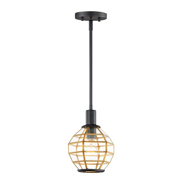 Heirloom 1-Light Mini Pendant in Black with Burnished Brass