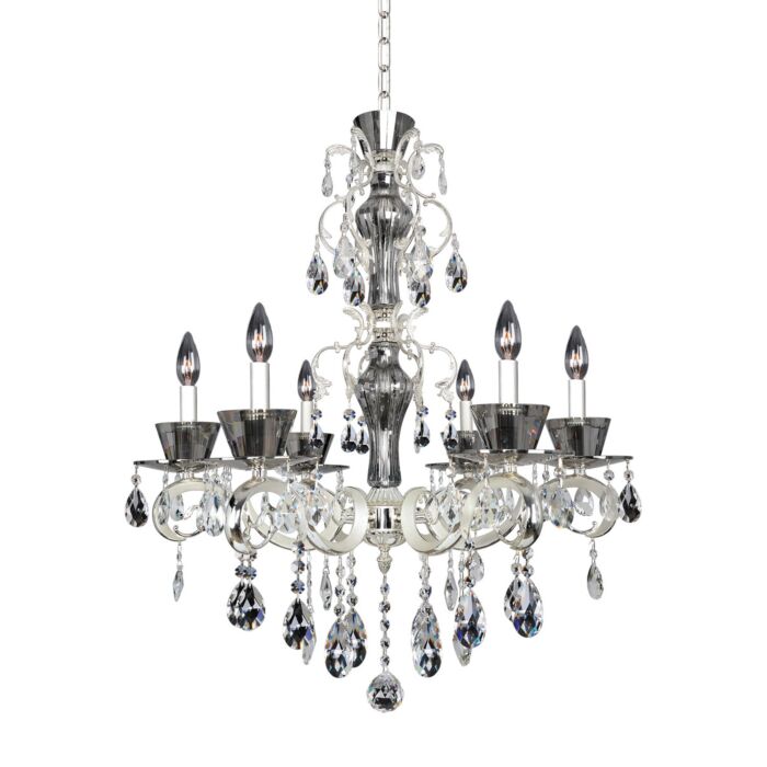 Allegri Locatelli 6 Light Contemporary Chandelier in Two Tone Silver