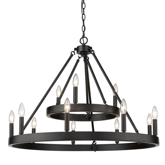Golden Alastair 12 Light Transitional Chandelier in Matte Black
