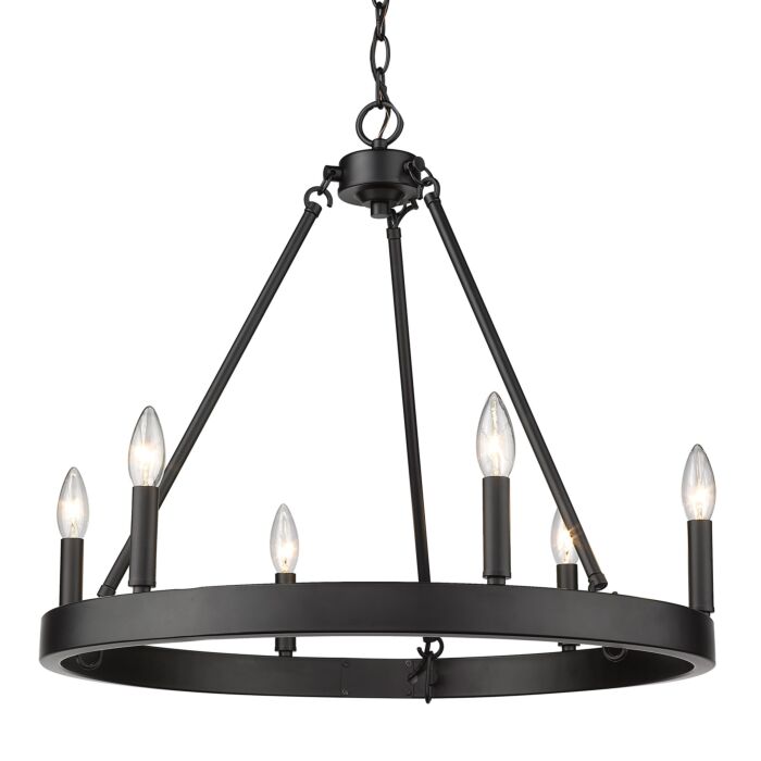 Golden Alastair 6 Light Transitional Chandelier in Matte Black
