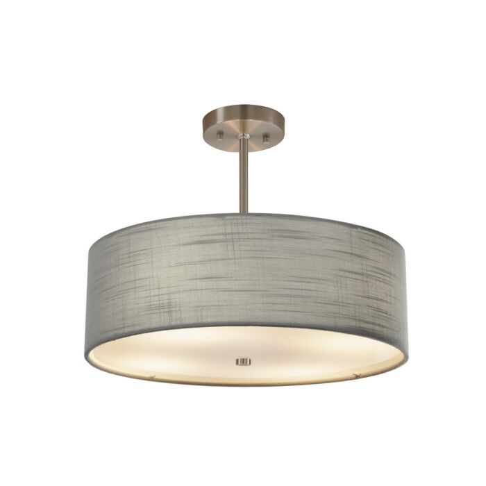Textile 3-Light Drum Pendant in Pewter