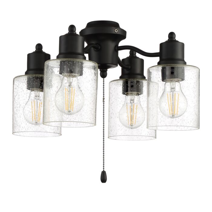 Light Kit-Armed 4-Light LED Fan Light Kit in Flat Black