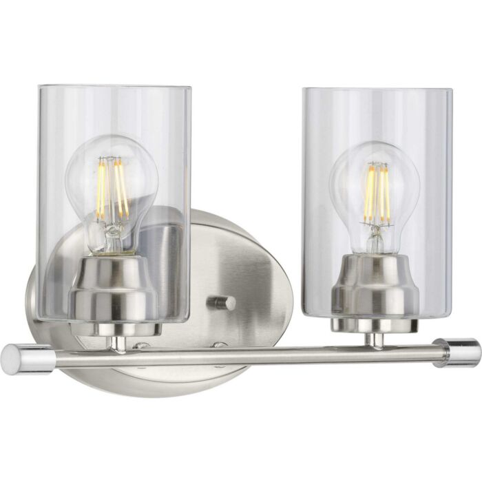 Riley 2-Light Bathroom Vanity Light in Brushed Nickel