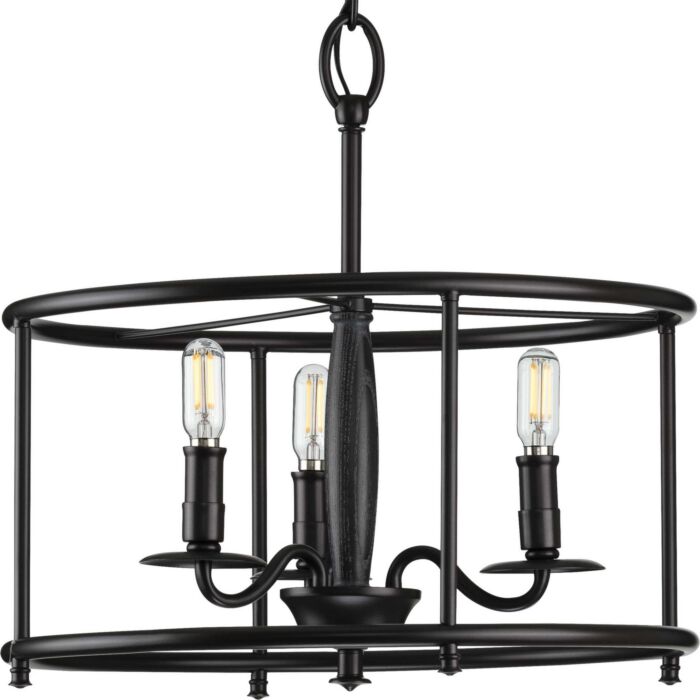Durrell 3-Light Semi-Flush Convertible in Black