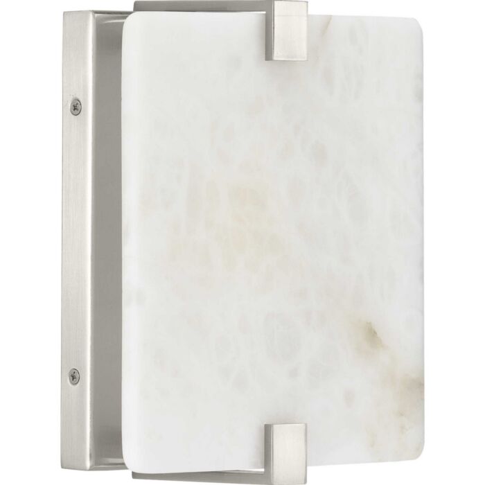 LED Alabaster Stone 1-Light LED Wall Sconce in Brushed Nickel