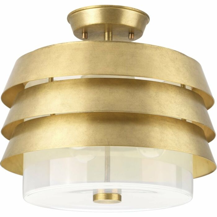 Point Dume-Sandbar 3-Light Semi-Flush Mount in Brushed Brass
