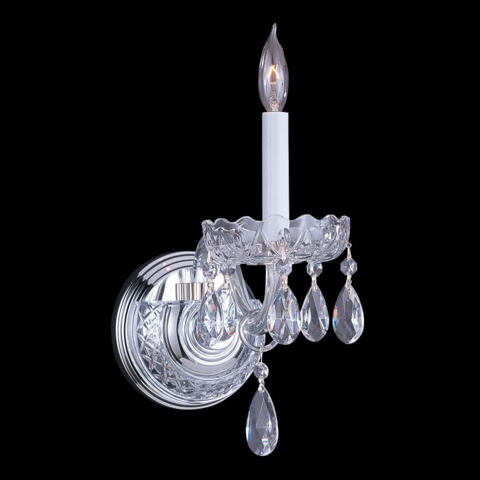 Crystorama Traditional Crystal 9 Inch Wall Sconce in Polished Chrome with Clear Spectra Crystals