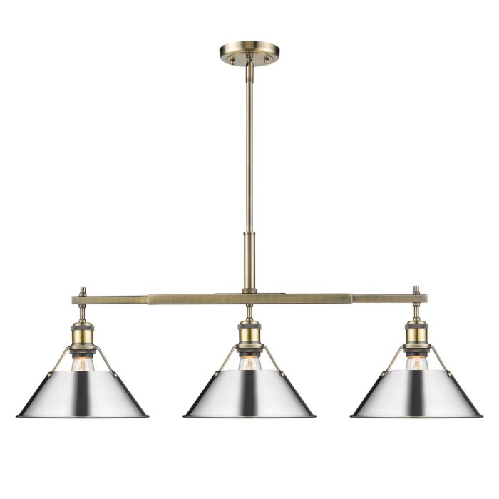 Three Light Linear Pendant by Golden