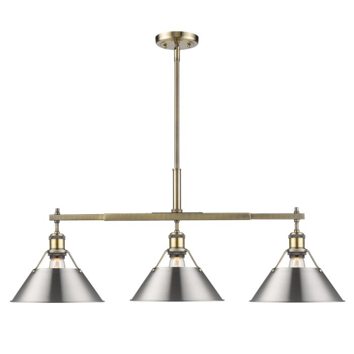 Three Light Linear Pendant by Golden