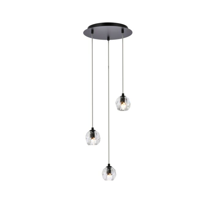 Eren 3-Light LED Pendant in Black