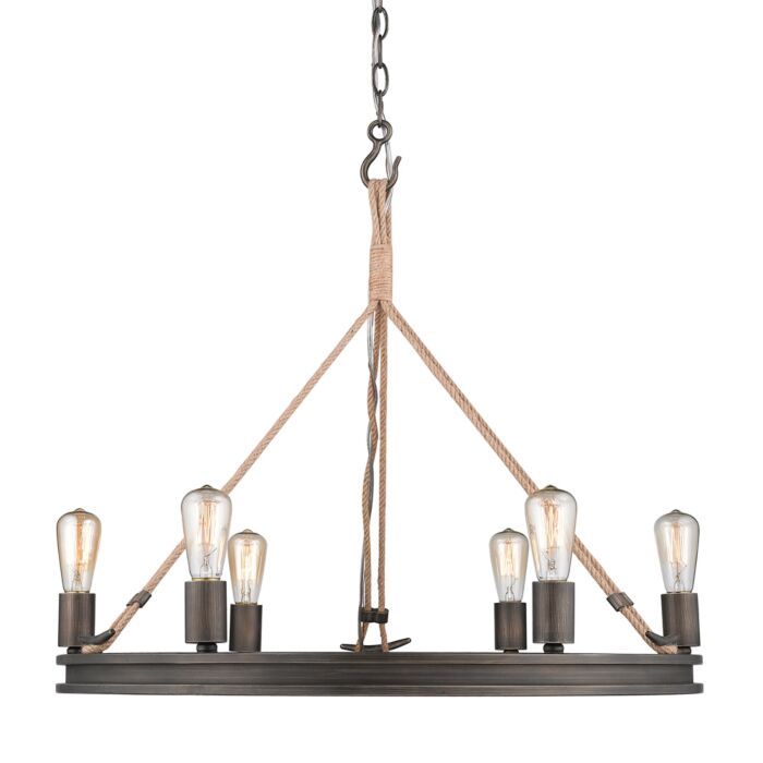 Golden Chatham 6 Light Chandelier in Gunmetal Bronze
