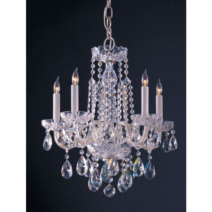 Crystorama Traditional Crystal 5 Light 20 Inch Mini Chandelier in Polished Chrome with Clear Swarovski Strass Crystals