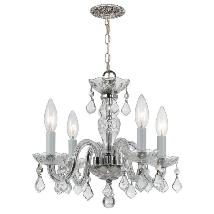 Crystorama Traditional Crystal 4 Light 12 Inch Mini Chandelier in Polished Chrome with Clear Swarovski Strass Crystals
