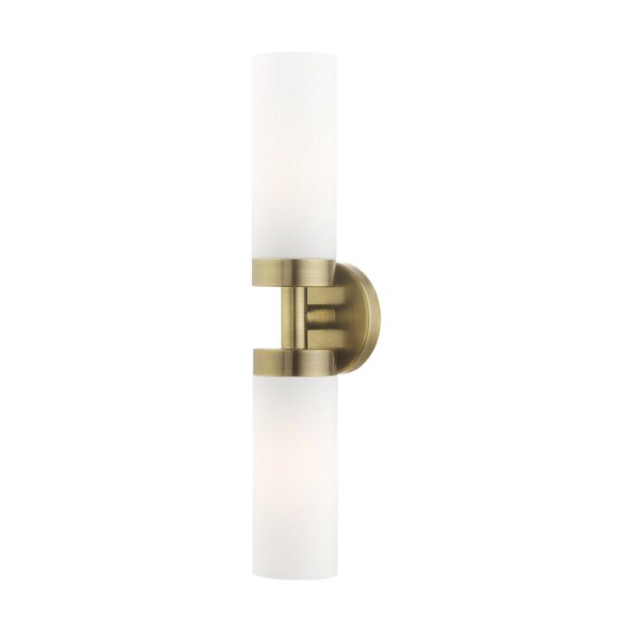 Aero 2-Light Bathroom Vanity Light in Antique Brass