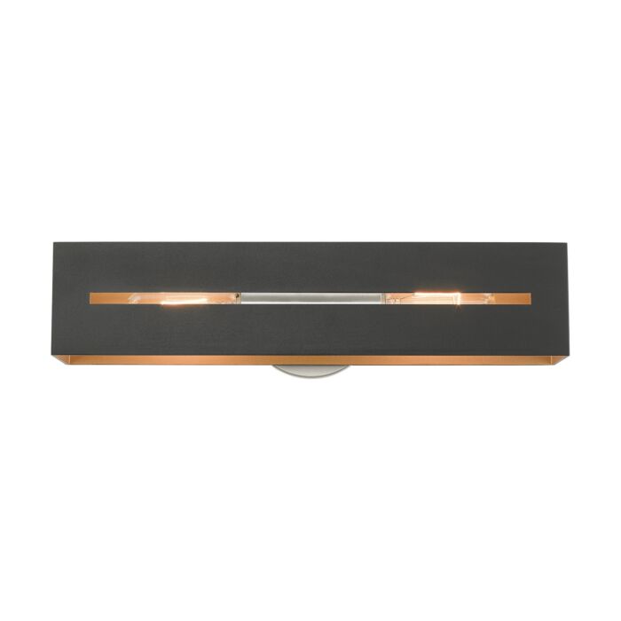 Soma 2-Light Bathroom Vanity Light in Textured Black w with Brushed Nickels