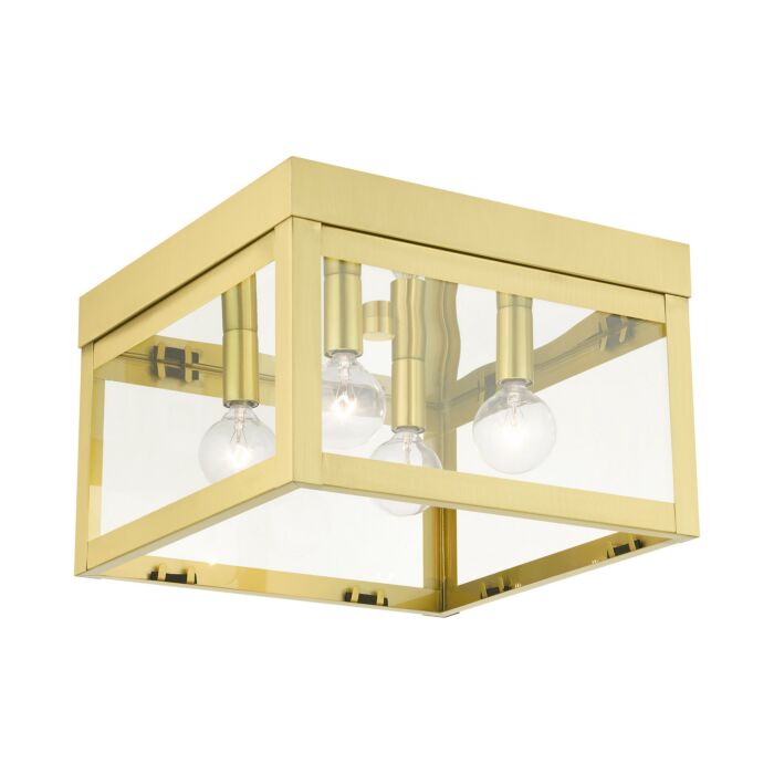 Nyack 4-Light Flush Mount in Satin Brass