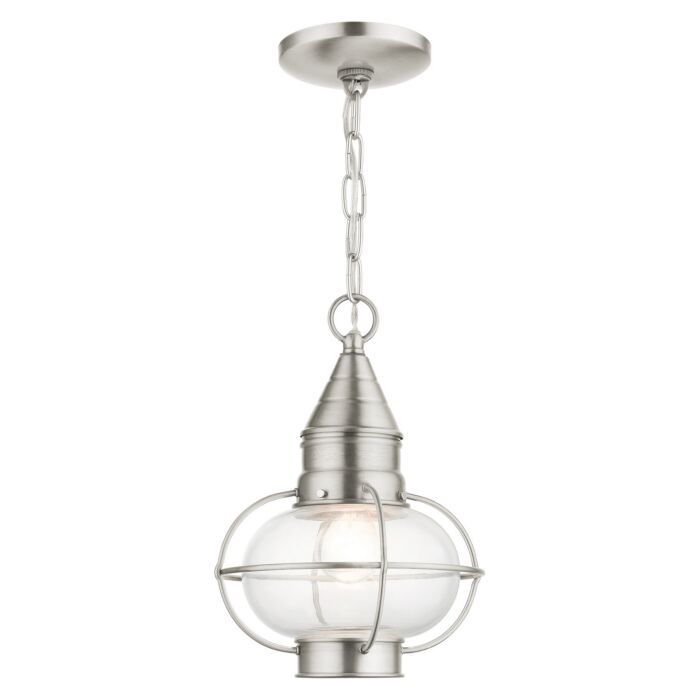 Newburyport 1-Light Outdoor Pendant in Brushed Nickel
