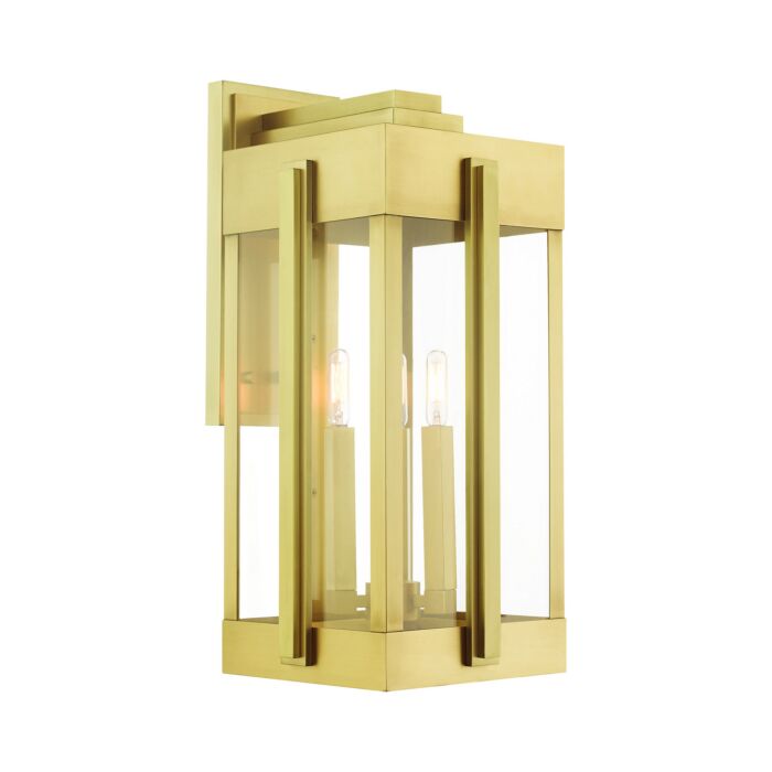 Lexington 3-Light Outdoor Wall Lantern in Natural Brass