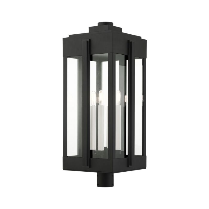 Lexington 4-Light Outdoor Post Top Lantern in Black