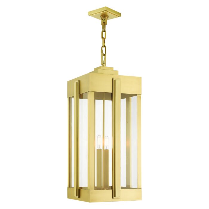 Lexington 4-Light Outdoor Pendant in Natural Brass