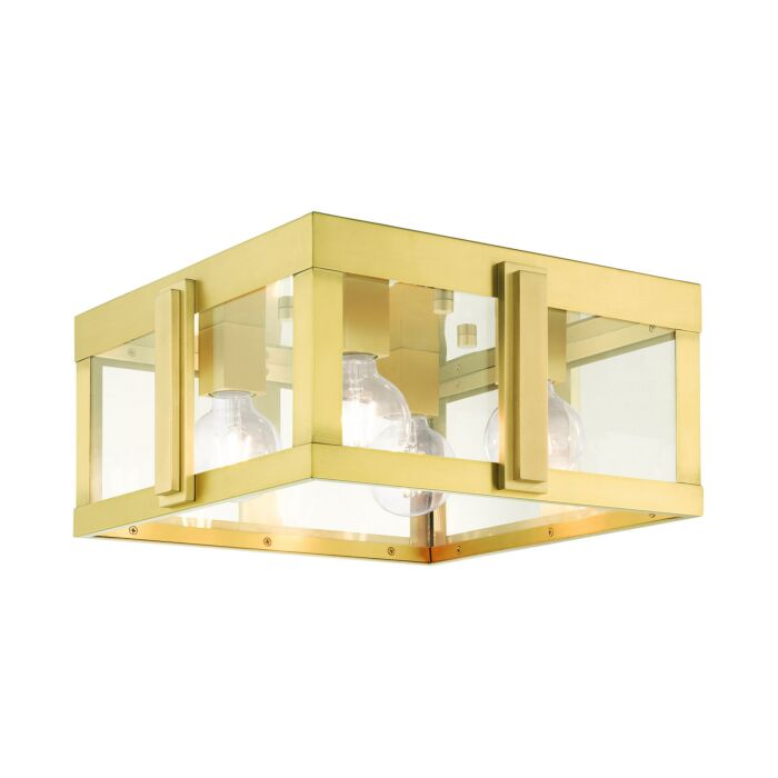 Lexington 4-Light Outdoor Flush Mount in Natural Brass