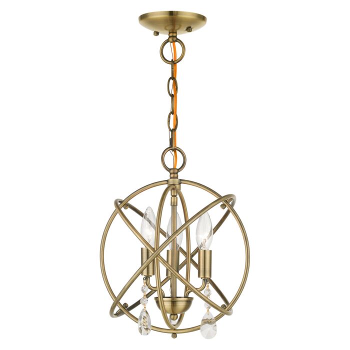 Aria 3-Light Convertible Chandelier with Semi-Flush in Antique Brass
