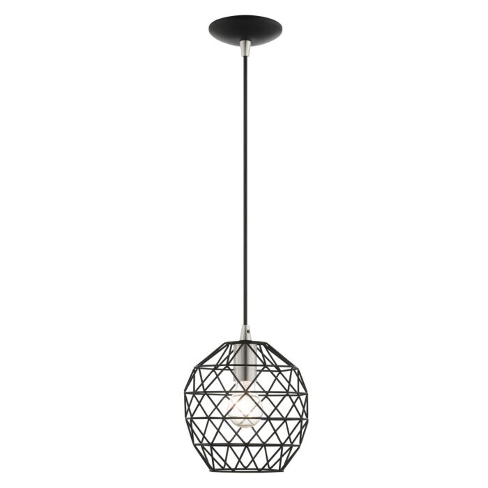 Geometrix 1-Light Pendant in Black w with Brushed Nickels