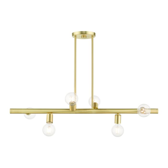 Bannister 6-Light Linear Chandelier in Satin Brass