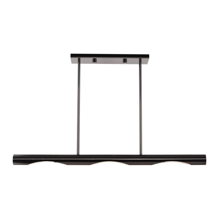 Acra 3-Light Linear Chandelier in Black Chrome