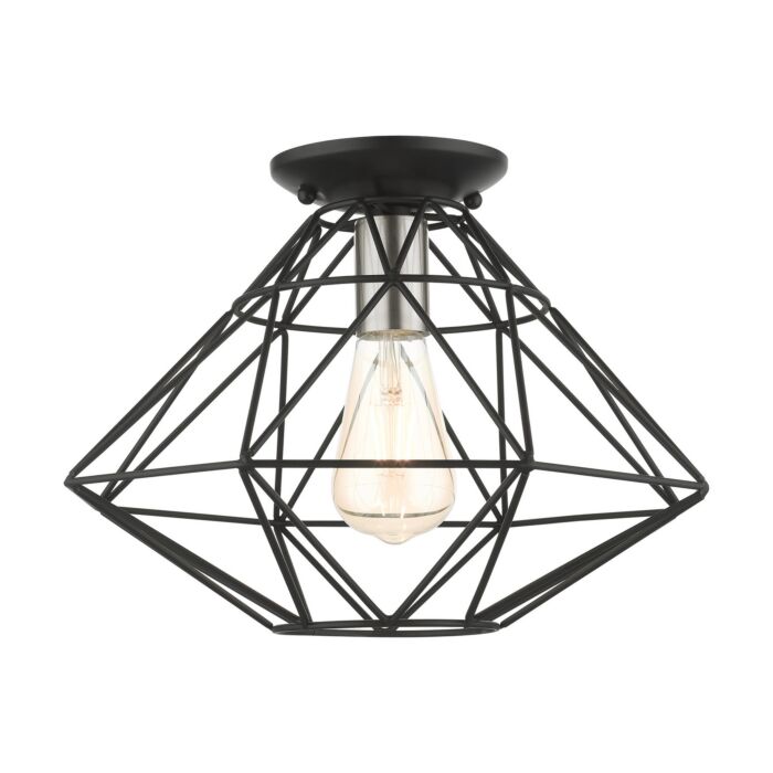 Knox 1-Light Flush Mount in Black w with Brushed Nickels