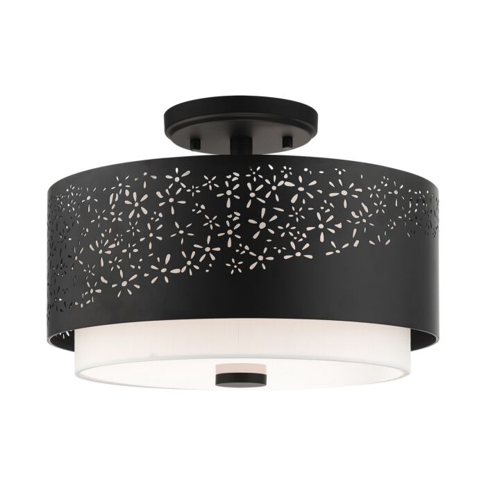 Noria 3-Light Semi-Flush Mount in Black