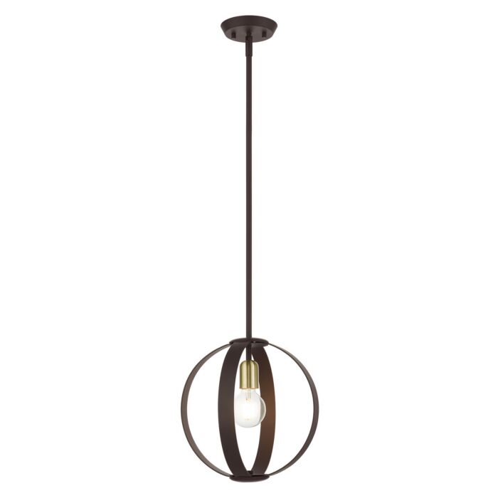 Modesto 1-Light Pendant in Bronze w with Satin Brasss