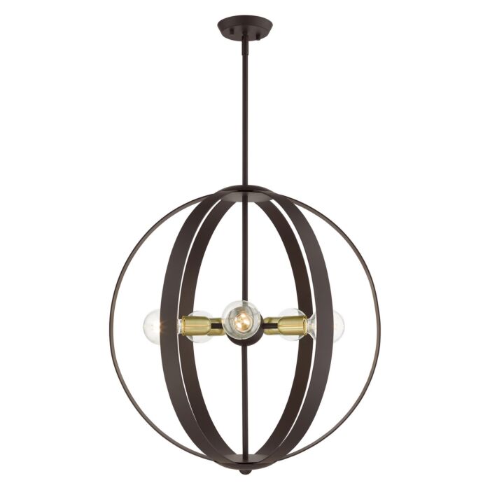 Modesto 5-Light Chandelier in Bronze w with Satin Brasss