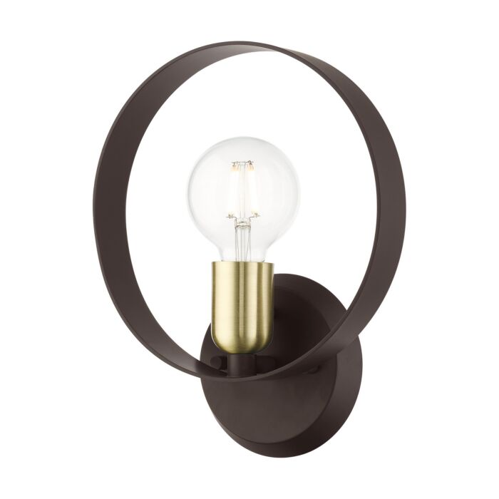 Modesto 1-Light Wall Sconce in Bronze w with Satin Brasss