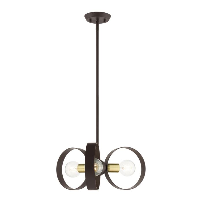 Modesto 3-Light Chandelier in Bronze w with Satin Brasss