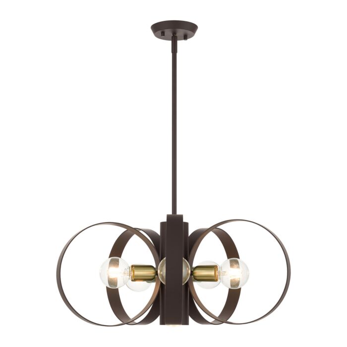 Modesto 6-Light Chandelier in Bronze w with Satin Brasss