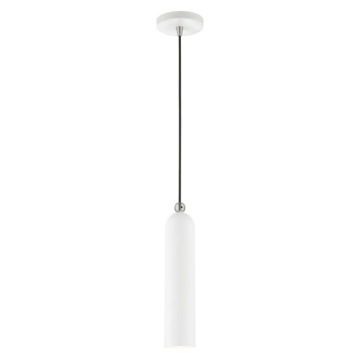 Ardmore 1-Light Pendant in White w with Brushed Nickels