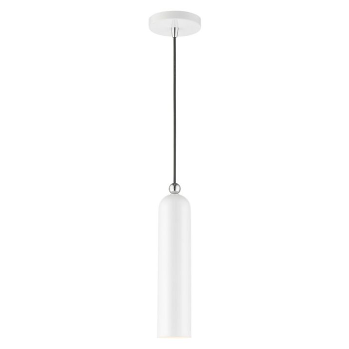 Ardmore 1-Light Pendant in Shiny White w with Polished Chromes