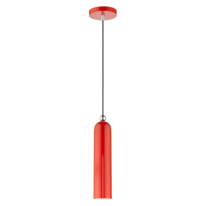 Ardmore 1-Light Pendant in Shiny Red w with Polished Chromes