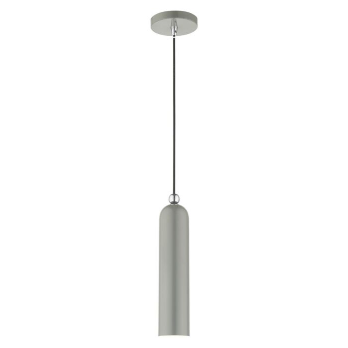 Ardmore 1-Light Pendant in Shiny Light Gray w with Polished Chromes