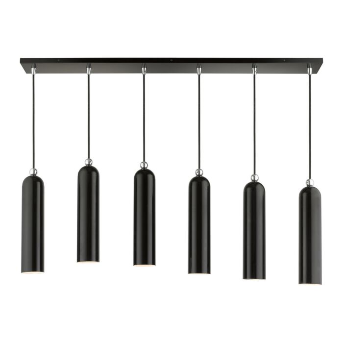 Ardmore 6-Light Linear Pendant in Shiny Black w with Polished Chromes