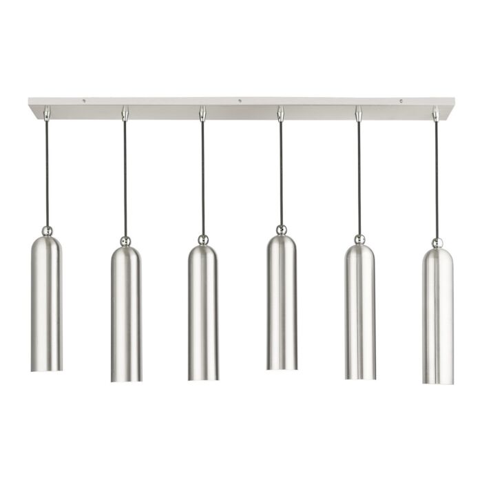 Ardmore 6-Light Linear Pendant in Brushed Nickel w with Polished Chromes