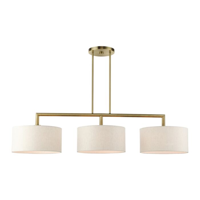 Monroe 3-Light Linear Chandelier in Antique Brass
