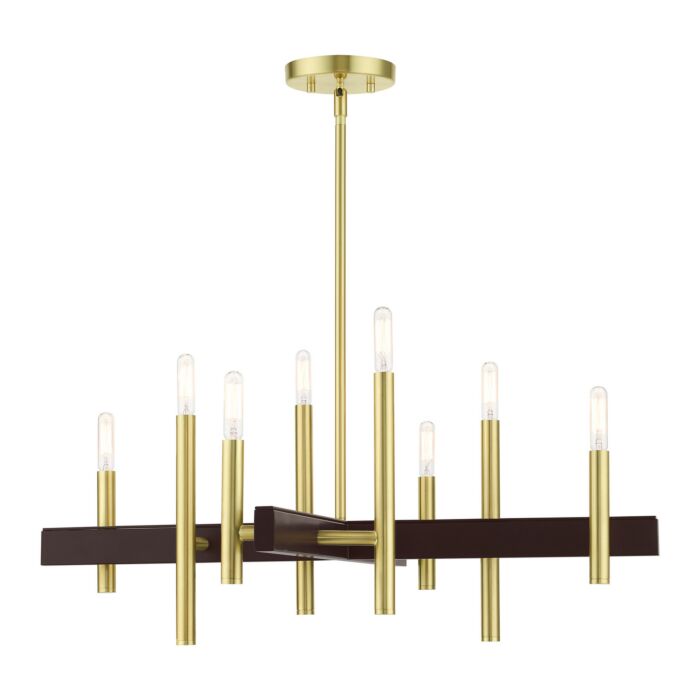 Denmark 8-Light Chandelier in Satin Brass w with Bronzes
