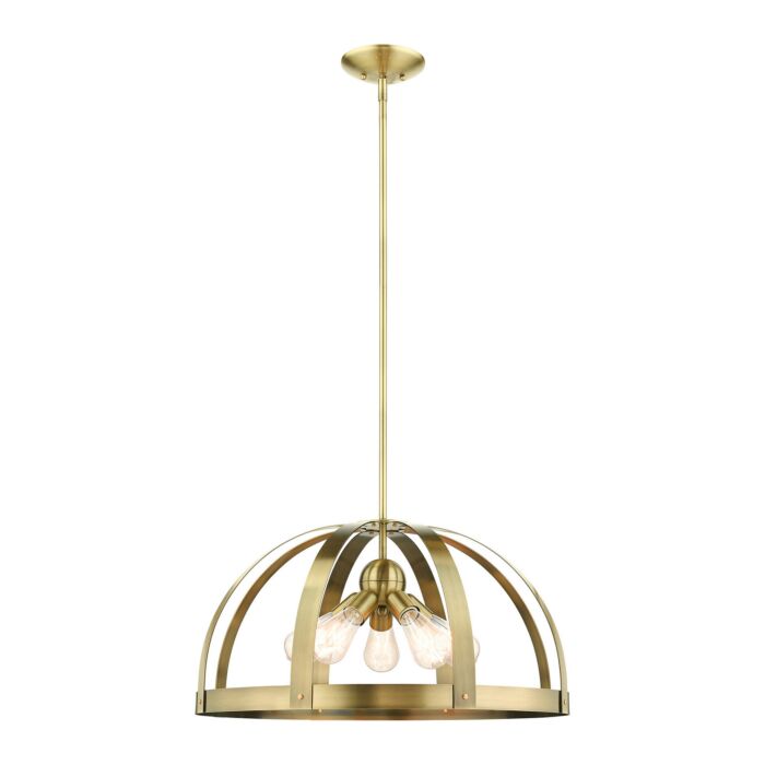 Stoneridge 5-Light Chandelier in Antique Brass w with Satin Brasss