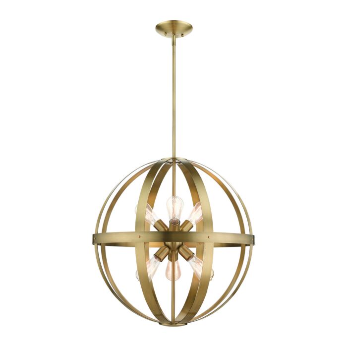 Stoneridge 6-Light Chandelier in Antique Brass w with Satin Brasss